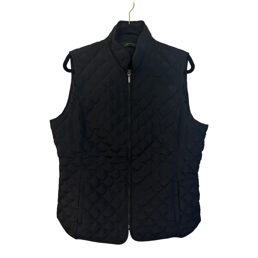 Women's Eddie Bauer Black Quilted Goose Down Vest Size Tall Large